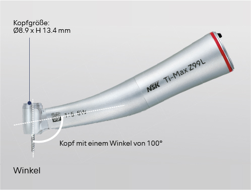 100° Kopfwinkel - für einfachen Zugang